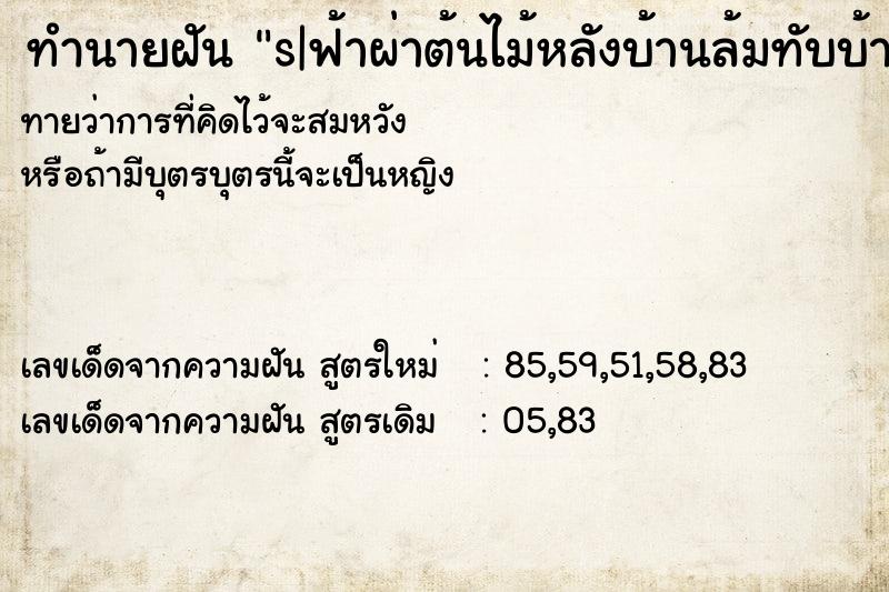 ทำนายฝันs|ฟ้าผ่าต้นไม้หลังบ้านล้มทับบ้านพัง ทำนายฝันทำนายฝันs|ฟ้าผ่าต้นไม้หลังบ้านล้มทับบ้านพัง